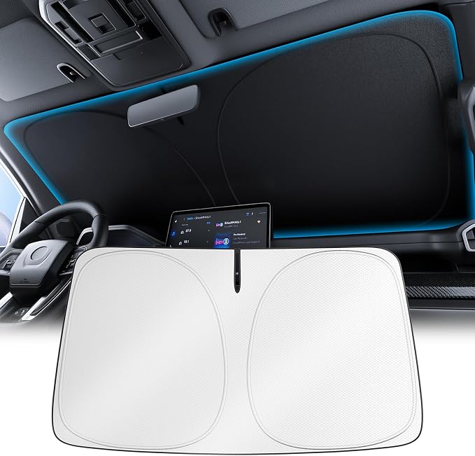 Wigoo Windshield Sunshade Small(59"x29") | Better Coverage with Adjustable Center, 100% Light Blocking, Cooling Tech Durable Fabric, Includes Storage Bag, Odor-free by wigoo