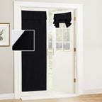 RYB HOME 100% Blackout Door Curtains, Linen Textured Privacy Shades for Classroom French/Nana Door Entrance Way, W 26 x L 69 inches, Textured Black, 1 Panel by RYBHOME