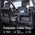 Coverado Backseat Car Organizer, Nappa Leather Car Seat Organizer with Touch Screen Tablet Holder, Foldable Food Tray, Kick Mats Protector, Multi Car Storage Accessories, Garbage Bag Holder-1 Pack - Image 2