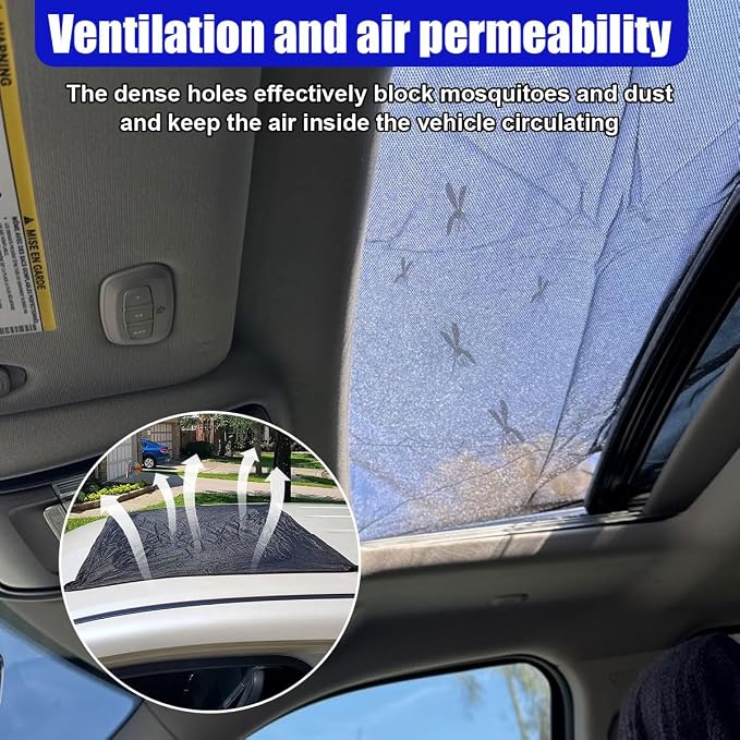Magnetic Car Sunroof Sun Shade Breathable Mesh (37.4 × 21.7 in) | UV Protection Auto Moonroof Screen Cover, Universal Quick Install Vehicle Window Mesh Bug Net Accessory for Camping, Parking - Image 5