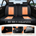 Coverado Seat Covers, Car Seat Covers Full Set, Leather Seat Covers for Cars, Car Seat Protector, Black Car Seat Covers Front Seats and Back Seats Universal Fit for Most Cars Orange - Image 5