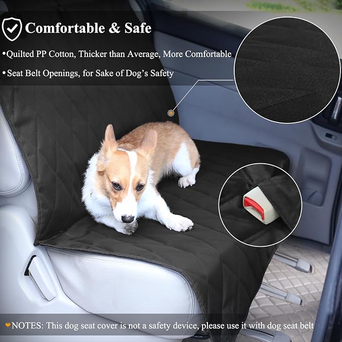 VIVAGLORY Dog Seat Cover Pet Seat Protector, Large, Black | Backseat Cover for Car Suv & Truck, Back Rear Backseat Bench Protector - Image 5