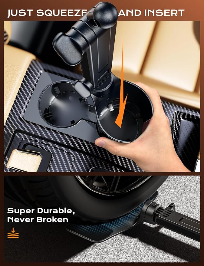 TAZENI 2-in-1 Cup Phone Holder for Car, with 2 Sizes Hollow Bases | Holds Phone & Bottle Together, Height Adjustable, Hands-free Viewing, Universal Fit, Fit 4.7-7 inches iPhone, Phones Android - Image 8