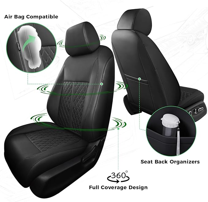 RIDEPOSH Custom Fit Seat Covers for Honda Civic 2016-2021 | Sedan LX, Faux Leather, Solid Bench Rear, No Rear Armrest, Waterproof, Full Coverage, Airbag Compatible, Easy-to-clean - Image 3