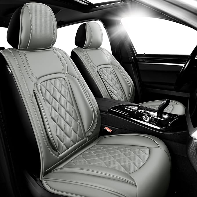 Fit FJ Cruiser Premium Leather Car Seat Covers for Toyota FJ Cruiser 2007-2013 2014 - Waterproof，Breathable，All-Weather Seat Cushion Protecto & Airbag Compatible, 2 Front Seat Gray by Unknown