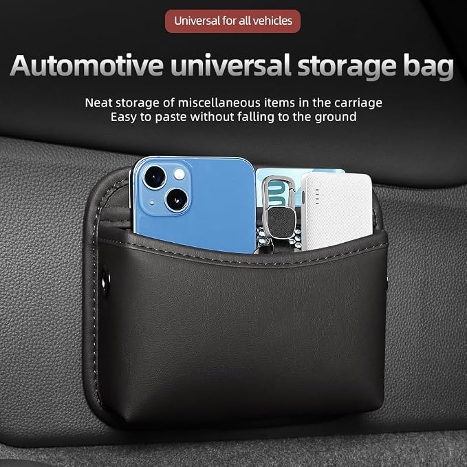 Car Seat Side Pocket Organizer - PU Leather Auto Door Console Mini Storage Bag for Keys, Phone, Sunglasses, Registration, and Documents (Dark Red) - Image 4