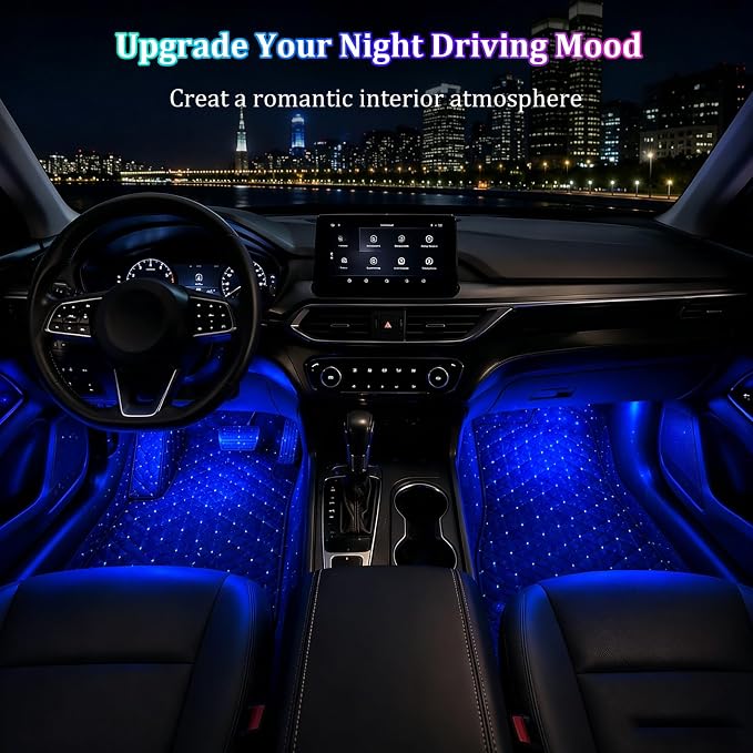 Car Interior LED Lights,4 in 1 RGB APP Control Automotive Under Dash Neon Ambient Lighting with USB Port,Music Sync Auto Footwell Lamp,Car Interior Atmosphere Light - Image 8