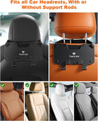 Car Seat Headrest Hooks with Phone Holder, Car Hooks for Purses and Bags | Adjustable Design | Fits All Headrest Types | Car Purse Hook Ideal for Tesla, Bmw, Honda, Suv & Trucks | Purse Hanger for Car - Image 3