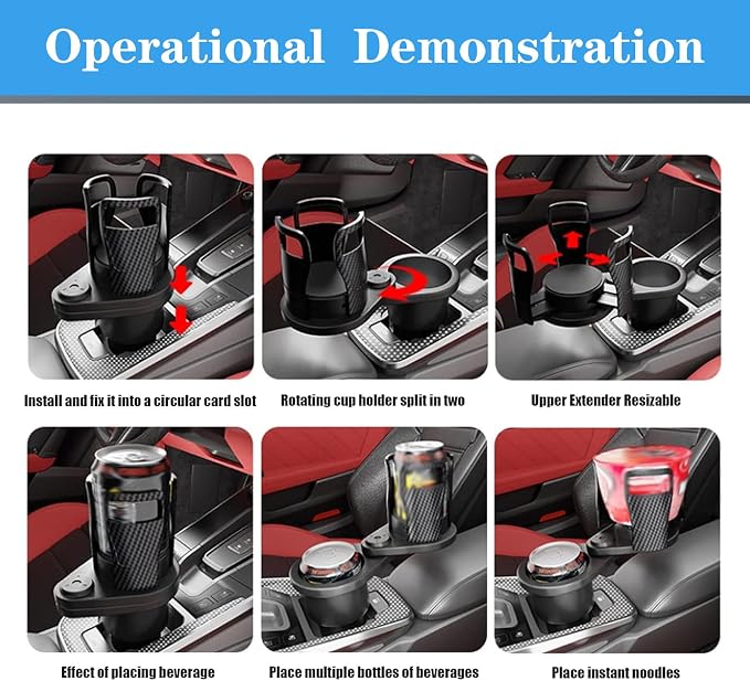Adjustable Expandable Cup Holder for car Most Cars Trucks SUVs.-Car Cup Holder Expander fit cola Coffee Cups,2 in 1 cupholder Expander Compatible with Big Paper Bucket. (BJ-2380) - Image 8