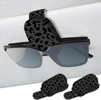 2 Pack Sunglass Holder for Car Visor, Universal Magnetic Car Sunglass Holder for Different Size Eyeglasses, Car Visor Accessories (Leopard-Black) by Unknown