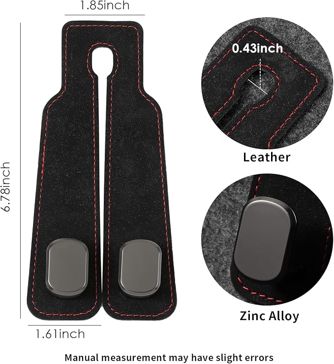 KINIVA Car Seat Headrest Storage Hooks, Set of 2, Suede PU Leather, Double Hooks (Black) - Image 6