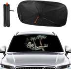 Cartoon Skeleton Palm Trees Car Windshield Sun Shade Foldable Umbrella Auto Sunshade for Car Truck SUV-Blocks Sun Visor Protector-Keeps Your Vehicle Cool - Image 2