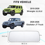 Premium Windshield Sun Shade for 2018-2026 Jeep Wrangler JL JLU & 2020-2026 Jeep Gladiator, Reflective 310T Material Front Window Sun Visor Blocks UV Rays Foldable Sunshade with Storage Pouch - Image 9
