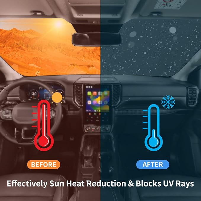 Windshield Sun Shade Sunshade Accessories Fit Nissan Pathfinder 2022-2026 | HOHUIGO Front Window Sunshade for Nissan Pathfinder Foldable Sun Visor Shield Block Out UV Rays & Heat, Keep Car Cool - Image 5