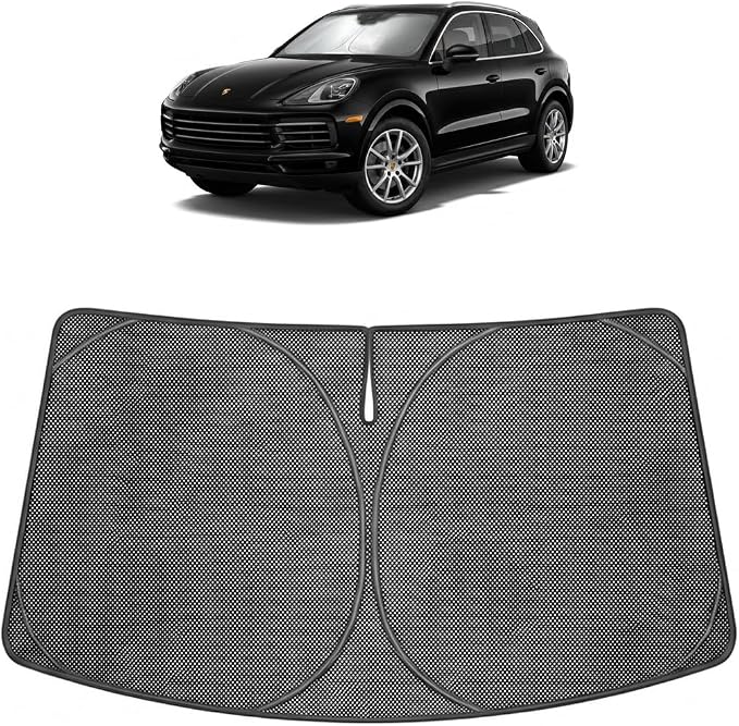 Proadsy Custom Fit Car Windshield Sun Shade for 2019-2026 Porsche Cayenne | Ice Crystal Micro-Refraction Blocks 99% UV, Drops Cabin Temp 54°F. Foldable Full Coverage for Summer Parking/Camping Privacy by Proadsy