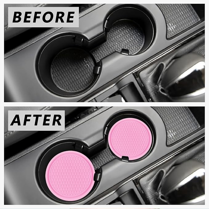 ZSDY Car Cup Coaster, 4PCS Universal Auto Non-Slip Cup Holder Embedded in Ornaments Coaster, Car Interior Accessories Sets, Pink - Image 3
