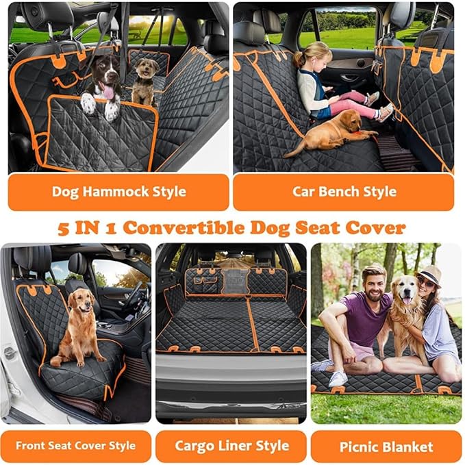 M/P Dog car seat Cover for Pets 100% Waterproof Seat Cover Hammock with Mesh Window 600 D Heavy Duty Scratch Proof Nonslip Durable Soft Back seat Cover for Cars Trucks and SUVs seat Covers - Image 2
