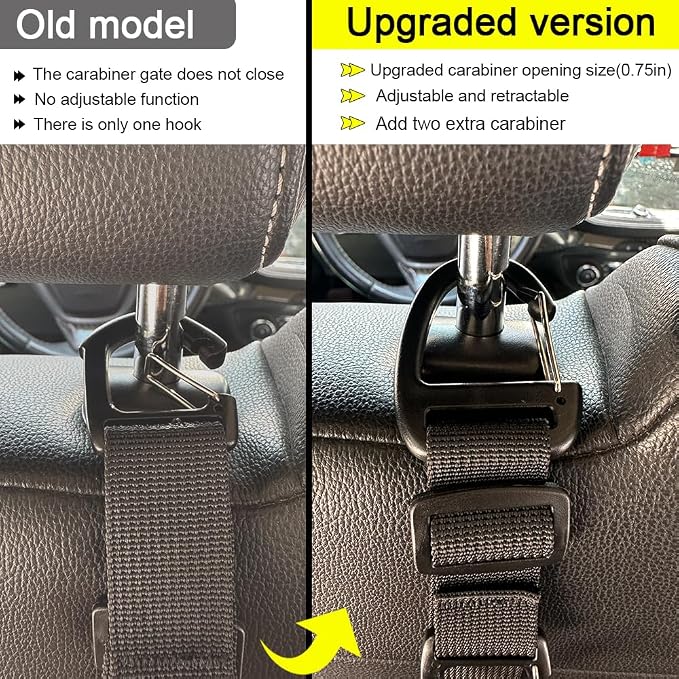 Car Headrest Hooks, Backseat Storage Organizer Hangers, Universal Vehicle Seat Back Hooks, 4 Pack - Image 3