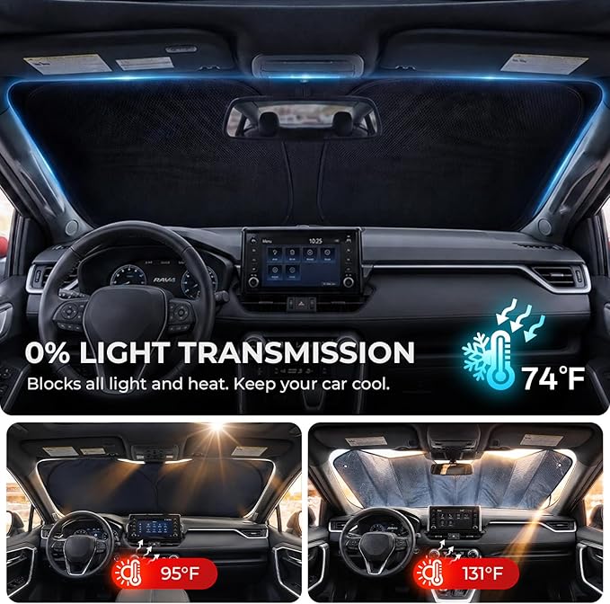 [2026 Upgraded] DooGooCoo Windshield Sun Shade for Subaru Crosstrek 2018-2025 2026 [Cooling Ice-Crystal, 100% Sun Block ] Sunshade for Car Windshield for Subaru Crosstrek Sun Shade, Custom Fit. - Image 5