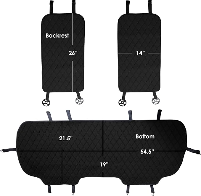 FH Group Car Seat Cushion Rear Set Black Faux Leather Automotive Seat Cushions - Universal Fit, Rear Car Seat Cushions With Non-slip Silicone Backing for SUV, Sedan, Van, Black - Rear Set - Image 5