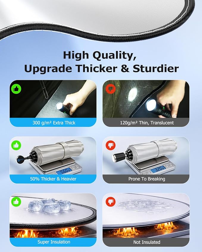Weektic Custom Windshield Sun Shade Umbrella for Honda Civic Sedan & Hatchback 2022-2026, Double Thickened Ice Crystal Coating Sun & Heat Protection, Keep Vehicle Cool & Protect Interior - Image 4