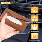 Car Tissue Holder, PU Leather Auto Napkin Holder for Visor & Backseat, Automotive Mask Organizer Case to Keep Vehicle Tidy, Universal Interior Accessories for Sedan Truck SUV (Brown) - Image 4