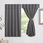 NICETOWN Grey Blackout Curtains 63 Inches Long for Living Room, 1 Piece | Portable Window Shade Self Sticky Adjustable Drapes for Bedroom Thermal Insulated Short Curtains for Cabinet, 52" x 63" by NICETOWN