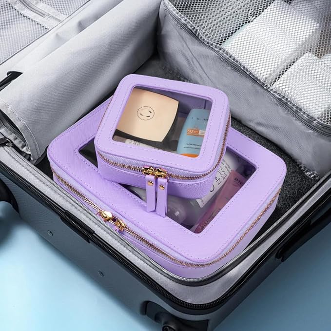 Travel Clear Makeup Bag Set, TSA Approved Cosmetic Bag Case with Zipper Portable Makeup Pouch Toiletry Bag Traveling Cosmetic Organizer Storage Bag Car Organizer Car Essentials - Image 7