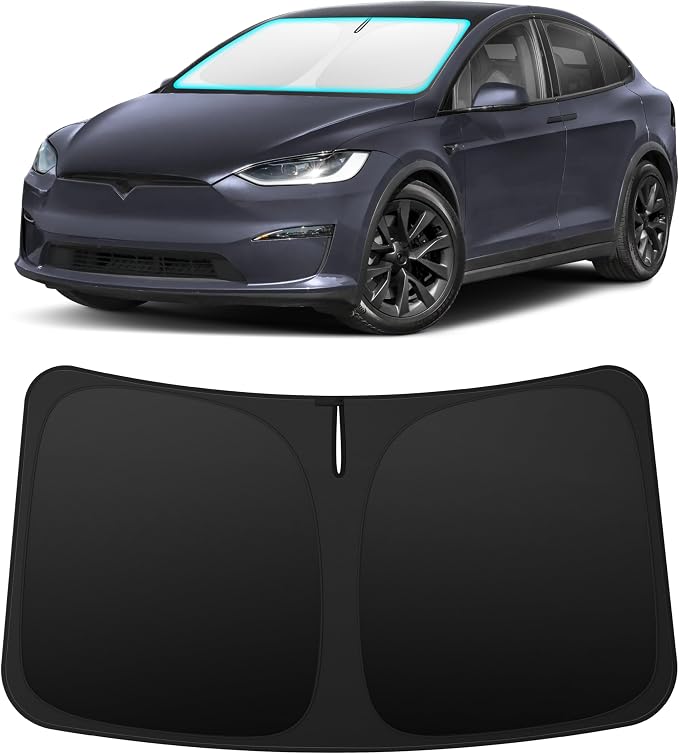 INSAUTO Custom Fit Windshield Sun Shade for Tesla Model X 2016-2026 | Foldable Front Window Sunshade Car Accessories, UV & Heat Reflector, Keeps Interior Cool, Includes Storage Bag by INSAUTO