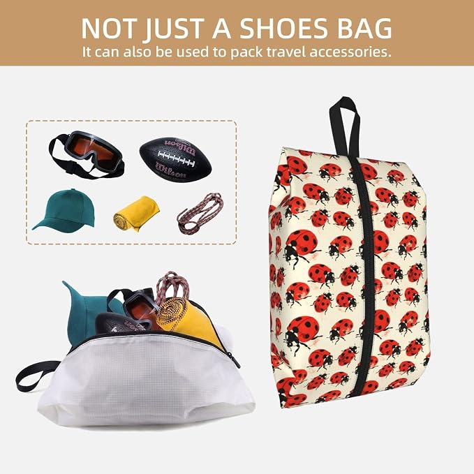 Ladybird Travel Shoe Bag for Men & Women, Waterproof Shoe Storage Organizer with Zipper, Portable Shoe Pouch for Sneakers, Heels, Sandals, Gym & Travel Luggage 2PCS - Image 5
