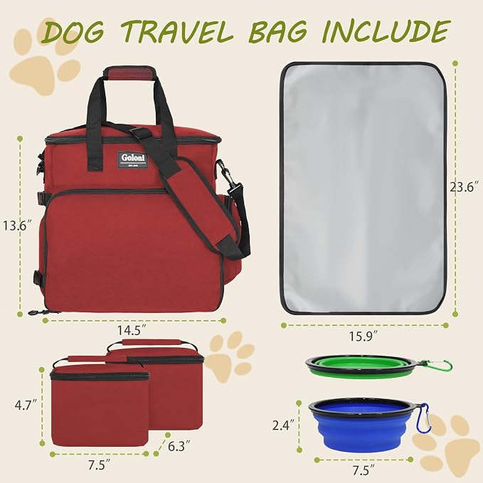 Dog Travel Bag Airline Approved–Pet Travel Tote with Collapsible Bowls,Food Containers & Feeding Mat–Multi-Pocket Organizer for Dogs & Cats, Durable & Water-Resistant for Hiking,Trips,Outdoors - Image 2