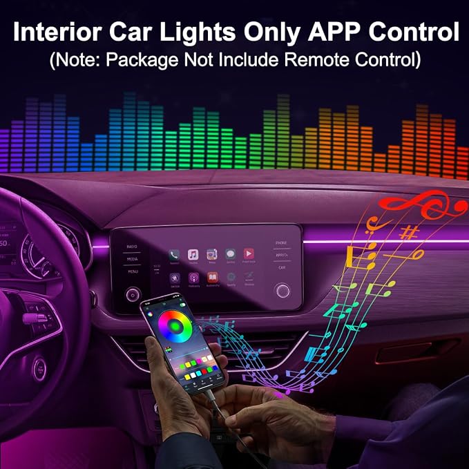 Interior Car LED Lights, 5 in 1 RGB Car Ambient Lighting Kit, APP Control | 275 inches Fiber Optic, 16 Million Colors and Music Mode Inside Car Lighting Accessories, 12V - Image 3