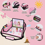 Kids Travel Tray for Car Seat, Toddler Car Seat Activity Tray, Kids Carseat Lap Table, Road Trip Essentials for Airplane, Lap Desk for Kid Roadtrip Activities, Butterfly - Image 5