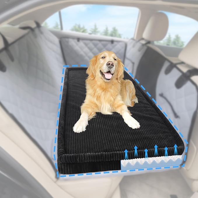 Loiion Dog Car Bed, Non-Slip Backseat Extender Pet Mat 56"x28.7"x2" | Removable, Washable Dog Bed With Waterproof Liner Protects Car Seats, Anti-Slip Travel Bed For Dogs by Loiion