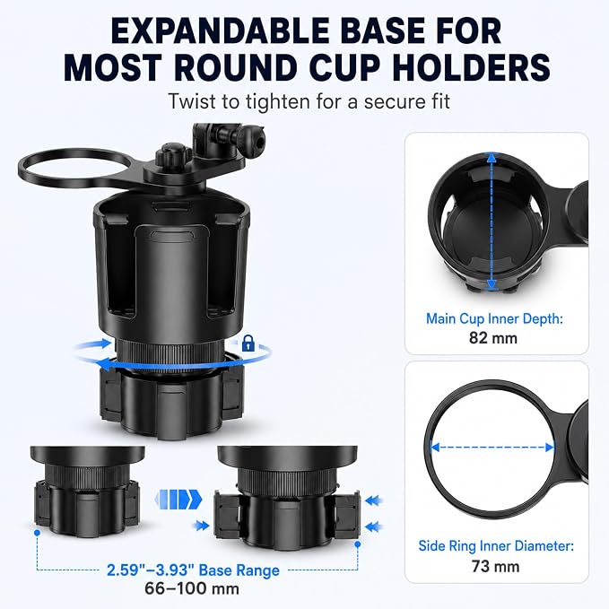 Magnetic Cup Holder Phone Mount for Car, Dual Cup Holder Adjustable Arm | 2-in-1 phone mount & cup expander, cleaner car, no interior damage, no suction, no adhesive, no vent clip, safer no-drop hold - Image 6