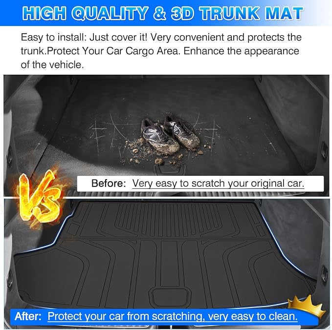 Envision Cargo mat - Trunk Mat for Buick Envision 2021-2026, All Weather Trunk Mat & Backrest Mat for Envision Accessories, Heavy Duty Rubber Mats, Car Accessories - Image 6