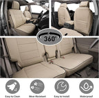 EKR Car Seat Covers Custom Fit for Toyota 4Runner(5 Seats) Full Set | for Toyota 4 Runner 2010-2024 Seat Covers for SUV,Full Wrap,Airbag Compatible,Waterproof Pet-resistant,Faux Leather(Beige) - Image 4
