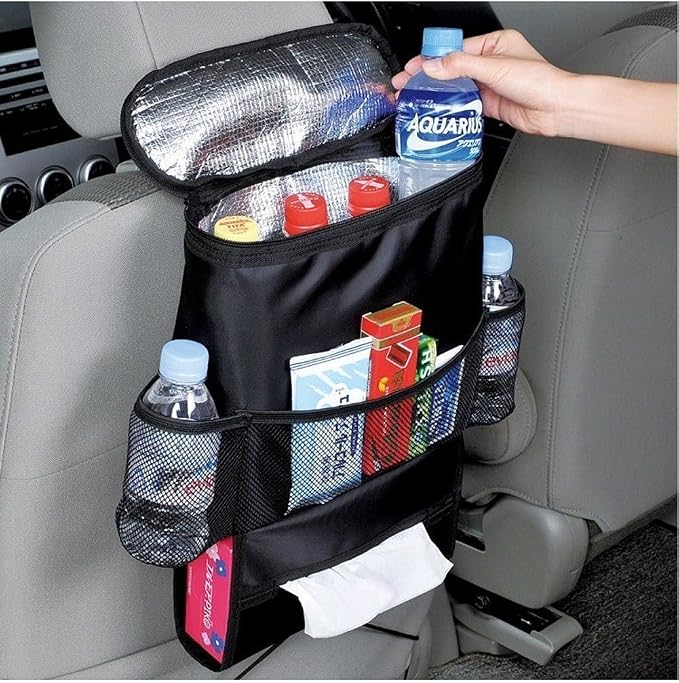 KAFEEK Car Seat Organizer/Auto Seat Back Organizer/Multi-Pocket Travel Insulated Drinks Holder Cooler/Storage Bag Cool Wrap Bottle Bag with Mesh Pockets(Heat-Preservation) by KAFEEK
