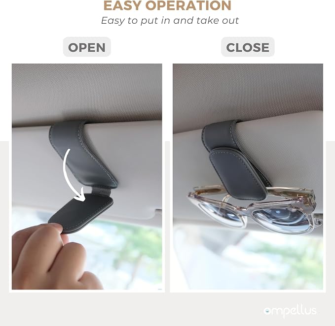 Magnetic Leather Car Sunglass Holder, Visor Sunglasses Holder Clip, 2 Pack | Suitable for Different Size Eyeglasses, Easy Opreation, Car Organziation Accessories - Image 5