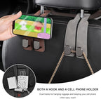 2 PCS Car Seat Headrest Hook, Suede Leather Back Seat Organizer Double Metal Hooks, Universal Headrest Hanger Convenient Vehicle Storage Hook for Purse Handbag Coats (Gray) - Image 4