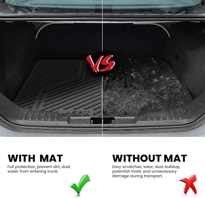 LASFIT Cargo Mat for Ford Focus 2012-2018 Fit Sedan,Not Fit Hatchback | Trunk Liner Cargo Mat(Gas Models Only, No Subwoofer)Fit All Weather,Waterproof Heavy Duty Rear Trunk Protector for Cargo Area - Image 4