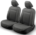 GIANT PANDA Front Truck Seat Covers for Dodge Ram 1500 2500 3500 2003-2026 Limited Laramie Big Horn Crew Cab& Quad Cab,Faux Leather,Solid Black by GIANTPANDA