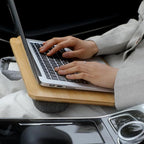 Bamboo Lap Desk for Laptop with Cushion Tablet Phone Holder Handle | Laptop Stand with Anti-Slip Strip Fits up to 14 inch Portable Computer Lap Desk for Couch, Bed & Car - Image 2