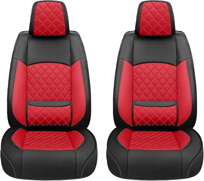 Seat Covers Fit for GMC Sierra 1500/2500/3500 HD 2007-2025,Premium Leather, Waterproof, All-Weather, Airbag Compatible, Breathable, Only 2 Front seat Covers, Red - Image 7