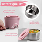 Electric Lunch Box, 32 oz Portable Food Warmer Heater, Lunch Warmer Portable for Work/Office/Car/Travel 12V/24V/110V 3-in-1, Warming Soup & Meal, Spill-Free, Men & Women's Gifts, Pink - Image 5