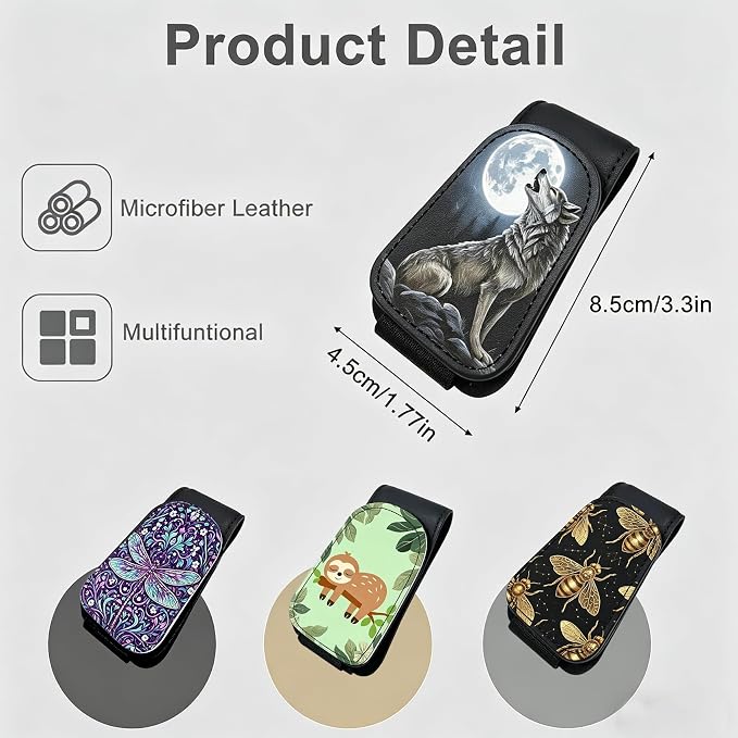 Leopard Print Car Sunglasses Holder Universal Magnetic Visor Accessories | Cheetah Cars Accessories Leather Glasses Clip for Sun Visor Eyeglass Hanger Organizer for Women and Men Gifts Decor - Image 5
