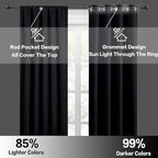 RYB HOME Blackout French Door Window Curtain Coverings, Rod Pocket | Thermal Insulated, Privacy Protection, Non See Through, Drapes for Small Window Bathroom Kitchen, W29 x L45, Black, 2 Panels - Image 5