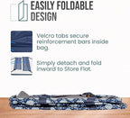 Extra Large Utility Tote Bag - Oversized Collapsible Reusable Wire Frame Rectangular Canvas Basket With Two Exterior Pockets For Beach, Pool, Laundry, Car Trunk, Storage - Navy Sunflower - Image 6