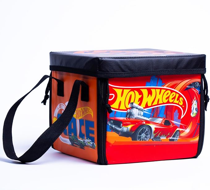 Hot Wheels ZipBin - Car Storage Box & Playmat with Ramp, Kids 3+ | Unzips to 21x21 in Racetrack Mat, Portable Travel Case for Toy Cars, Compact 8x8x7 in Bin, Suitable for Kids Ages 3+ - Image 2
