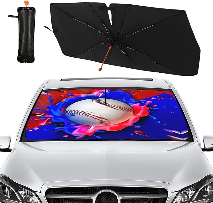 Socira Baseball Car Windshield Sunshade Umbrella Foldable Visor Umbrella | Sun Shade Cover Sunshade Front Window Cover Car Accessories Blocks Uv Rays (57" X 30") - Image 8